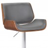 London Grey Faux Leather Adjustable Height Swivel Walnut Wood and Chrome Bar Stool 004