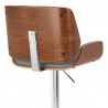 London Grey Faux Leather Adjustable Height Swivel Walnut Wood and Chrome Bar Stool 005