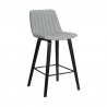 Armen Living Lorenz 26" Gray Faux Leather Barstool In Black Brushed Wood Finish In Light Gray 003