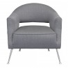 Armen Living Lyric Contemporary Accent Chair in Brushed Stainless Steel Finish with Grey Fabric - Front