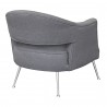Armen Living Lyric Contemporary Accent Chair in Brushed Stainless Steel Finish with Grey Fabric - Back Angle
