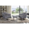 Armen Living Lyric Contemporary Accent Chair in Brushed Stainless Steel Finish with Grey Fabric - Lifestyle