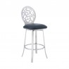 Armen Living Lotus Contemporary Counter Height Barstool In Brushed Stainless Steel Finish And Gray Faux Leather 001