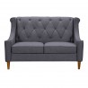 Luxe Mid-Century Loveseat in Champagne Wood Finish and Dark Grey Fabric - Front