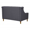 Luxe Mid-Century Loveseat in Champagne Wood Finish and Dark Grey Fabric - Back Angled