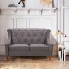 Luxe Mid-Century Loveseat in Champagne Wood Finish and Dark Grey Fabric - Lifestyle