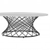 Armen Living Loxley White Marble Coffee Table with Black Metal Base Front