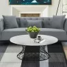 Armen Living Loxley White Marble Coffee Table with Black Metal Base - Armen Living Loxley White Marble Coffee Table with Black Metal Base