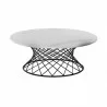 Armen Living Loxley White Marble Coffee Table with Black Metal Base Top - Armen Living Loxley White Marble Coffee Table with Black Metal Base Top