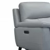 Lizette Contemporary Chair in Dark Brown Wood Finish and Dove Grey Genuine Leather - Arm Seat Close-Up - Lizette Contemporary Chair in Dark Brown Wood Finish and Dove Grey Genuine Leather - Arm Seat Close-Up