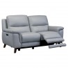 Lizette Contemporary Loveseat in Dark Brown Wood Finish and Dove Grey Genuine Leather - Seat Reclined