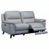 Lizette Contemporary Loveseat in Dark Brown Wood Finish and Dove Grey Genuine Leather - Seat Reclined - Lizette Contemporary Loveseat in Dark Brown Wood Finish and Dove Grey Genuine Leather - Seat Reclined