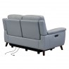Lizette Contemporary Loveseat in Dark Brown Wood Finish and Dove Grey Genuine Leather - Back Angle