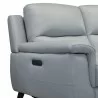Lizette Contemporary Loveseat in Dark Brown Wood Finish and Dove Grey Genuine Leather - Side Arm Close-Up - Lizette Contemporary Loveseat in Dark Brown Wood Finish and Dove Grey Genuine Leather - Side Arm Close-Up