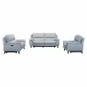 Lizette Contemporary Loveseat in Dark Brown Wood Finish and Dove Grey Genuine Leather - Set in White BG - Lizette Contemporary Loveseat in Dark Brown Wood Finish and Dove Grey Genuine Leather - Set in White BG