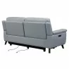Armen Living Lizette Contemporary Sofa in Dark Brown Wood Finish and Dove Gray Genuine Leather Back - Armen Living Lizette Contemporary Sofa in Dark Brown Wood Finish and Dove Gray Genuine Leather Back