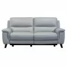 Armen Living Lizette Contemporary Sofa in Dark Brown Wood Finish and Dove Gray Genuine Leather Front - Armen Living Lizette Contemporary Sofa in Dark Brown Wood Finish and Dove Gray Genuine Leather Front
