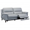 Lizette Contemporary Sofa in Dark Brown Wood Finish and Dove Grey Genuine Leather - Leg Reclined