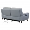 Lizette Contemporary Sofa in Dark Brown Wood Finish and Dove Grey Genuine Leather - Back Angle