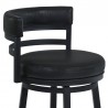 Armen Living Madrid 30" Bar Height Swivel Black Faux Leather and Metal Bar Stool Half