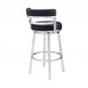 Madrid Bar Height Swivel Black Faux Leather and Brushed Stainless Steel Bar Stool 002