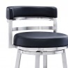 Madrid Bar Height Swivel Black Faux Leather and Brushed Stainless Steel Bar Stool 003