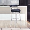 Madrid Bar Height Swivel Black Faux Leather and Brushed Stainless Steel Bar Stool