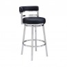 Madrid Bar Height Swivel Black Faux Leather and Brushed Stainless Steel Bar Stool 004