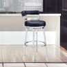 Madrid Contemporary 26" Counter Height Barstool in Brushed Stainless Steel Finish and Black Faux Leather