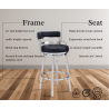 Madrid 26" Counter Height Swivel Faux Leather and Brushed Stainless Steel Bar Stool 