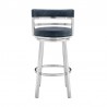 Madrid 30" Bar Height Swivel Blue Faux Leather and Brushed Stainless Steel Bar Stool 002