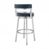 Madrid 30" Bar Height Swivel Blue Faux Leather and Brushed Stainless Steel Bar Stool 003