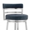 Madrid 30" Bar Height Swivel Blue Faux Leather and Brushed Stainless Steel Bar Stool 004
