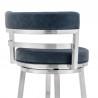 Madrid 30" Bar Height Swivel Blue Faux Leather and Brushed Stainless Steel Bar Stool 005