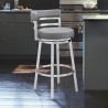 Madrid Contemporary 26" Counter Height Barstool in Brushed Stainless Steel Finish and Grey Faux Leather