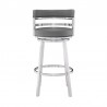 Madrid 30" Bar Height Swivel Grey Faux Leather and Brushed Stainless Steel Bar Stool 003