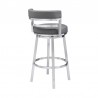 Madrid 30" Bar Height Swivel Grey Faux Leather and Brushed Stainless Steel Bar Stool 004