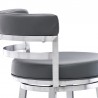Madrid 30" Bar Height Swivel Grey Faux Leather and Brushed Stainless Steel Bar Stool 005