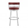Madrid Counter Height Swivel Red Faux Leather and Brushed Stainless Steel Bar Stool 02
