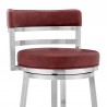 Madrid Counter Height Swivel Red Faux Leather and Brushed Stainless Steel Bar Stool 05