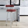 Madrid Counter Height Swivel Red Faux Leather and Brushed Stainless Steel Bar Stool