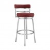 Madrid Counter Height Swivel Red Faux Leather and Brushed Stainless Steel Bar Stool 001