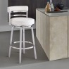 Madrid Contemporary 26" Counter Height Barstool in Brushed Stainless Steel Finish and White Faux Leather
