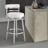 Madrid Contemporary 26" Counter Height Barstool in Brushed Stainless Steel Finish and White Faux Leather - Madrid Contemporary 26" Counter Height Barstool in Brushed Stainless Steel Finish and White Faux Leather