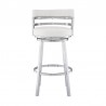 Madrid 26" Counter Height Swivel White Faux Leather and Brushed Stainless Steel Bar Stool 002
