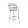 Madrid 26" Counter Height Swivel White Faux Leather and Brushed Stainless Steel Bar Stool 005