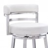 Madrid 26" Counter Height Swivel White Faux Leather and Brushed Stainless Steel Bar Stool 003