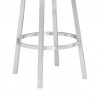 Madrid 26" Counter Height Swivel White Faux Leather and Brushed Stainless Steel Bar Stool 006