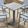 Armen Living Marina Outdoor Grey Patio Bar Table in Grey Powder Coated Finish and Grey Wood Top- Set View