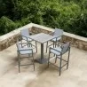 Armen Living Marina Outdoor Patio Barstool In Grey Powder Coated Finish With Grey Sling Textilene And Grey Wood Accent Arms - Armen Living Marina Outdoor Patio Barstool In Grey Powder Coated Finish With Grey Sling Textilene And Grey Wood Accent Arms